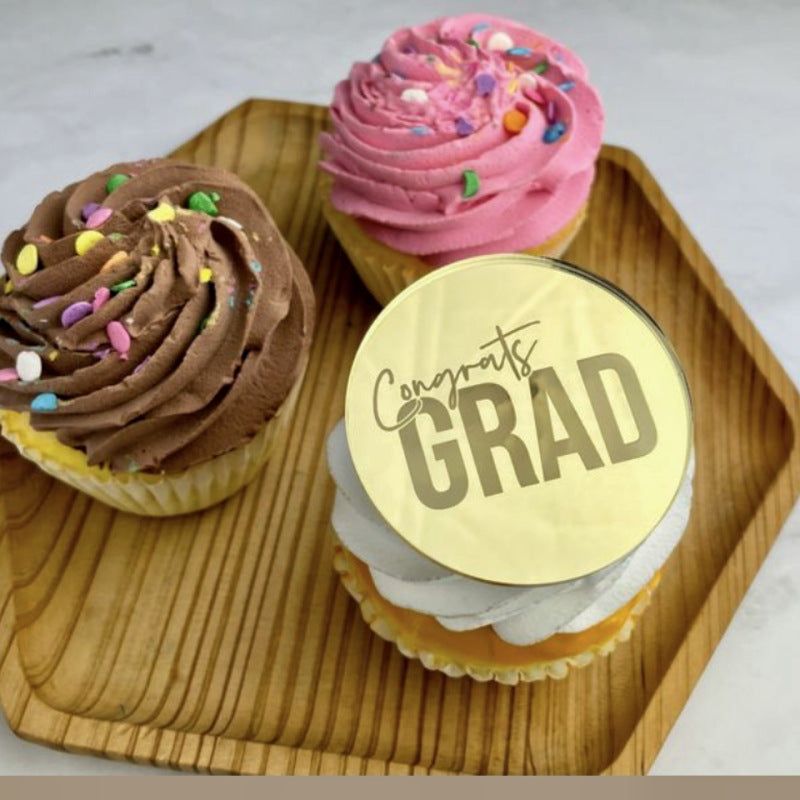 2025 Graduation Cupcake Toppers Acrylic Mirror Engraved Congratulations Graduation Cake Cupcake Decorations Graduation Ceremony Supplies