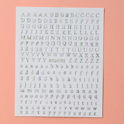 12 sheet 12-Color Fluorescent Nail Letter Stickers Set - Complete A-Z Alphabet (Upper & Lower Case) for School Nail Art Classes & Office Creativity