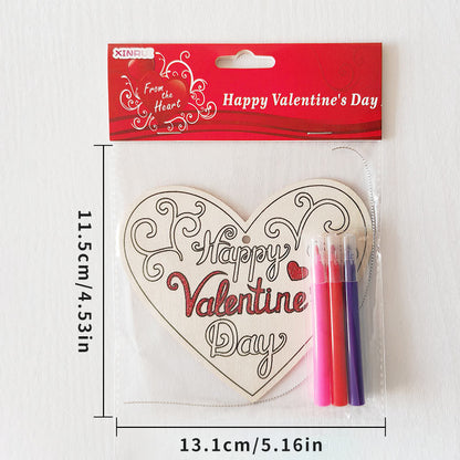 Valentine's Day Wooden Slices,36pcs Heart Cupid Unfinished Wood Cutout Slice Hanging Ornament with Jute Twine and Colored Pen for DIY Craft Supply