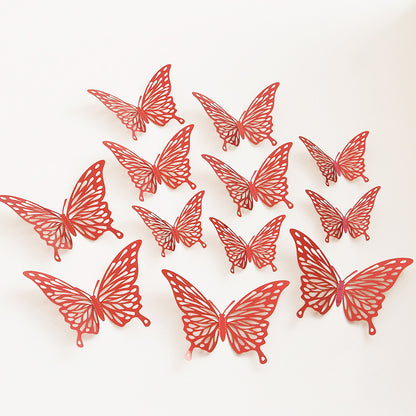 Black 3D Hollow-Out Butterfly Wall Stickers - Bulk Pack for Living Room Decor, Wedding & Holiday Party Decoration