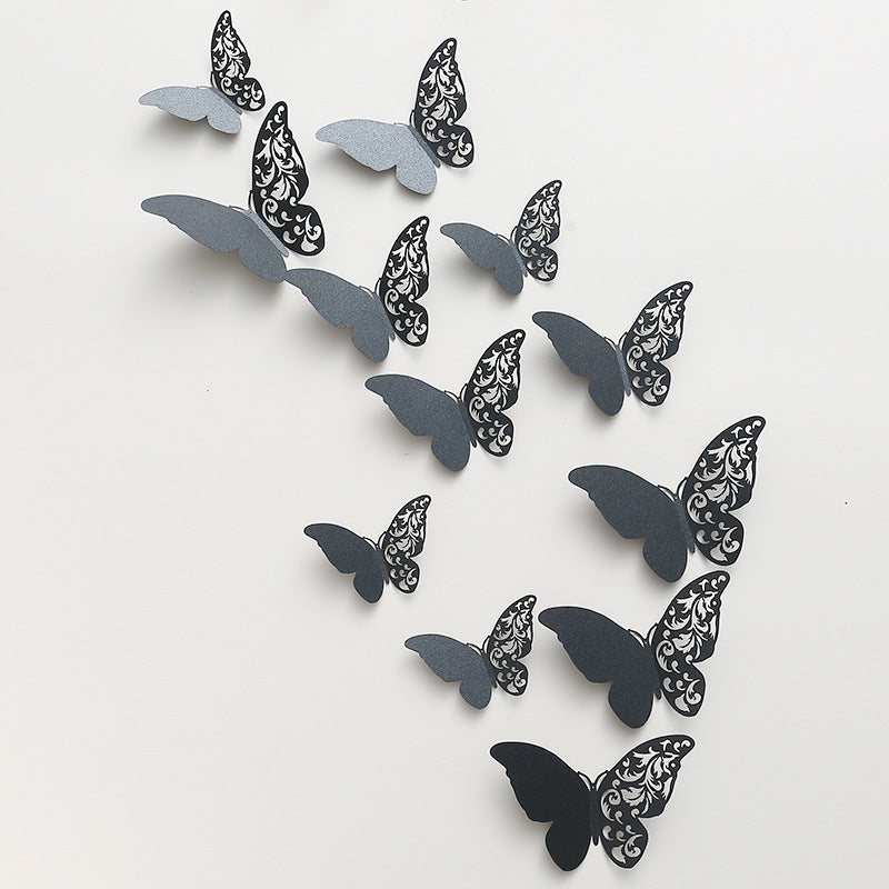 12pcs 3D Pearl-Embossed Butterfly Wall Decals - Elegant Hollow-Out Design for Wedding/Party Decor, Bedroom & Living Room Wall Art (Self-Adhesive, Reusable, Luxury Home Decor)