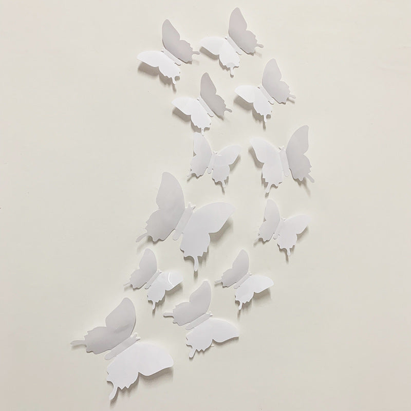 12pcs 3D Realistic Butterfly Wall Stickers - PVC Plastic Decals for DIY Home Decor (Multi-Surface Fridge Magnets, Creative Removable Decoration)