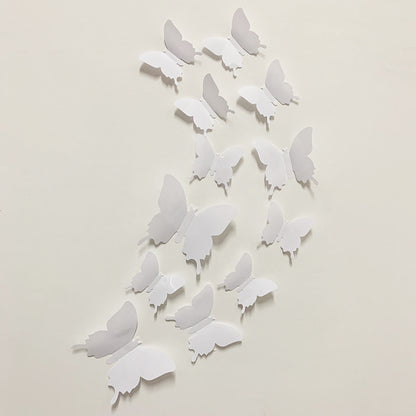12pcs 3D Realistic Butterfly Wall Stickers - PVC Plastic Decals for DIY Home Decor (Multi-Surface Fridge Magnets, Creative Removable Decoration)