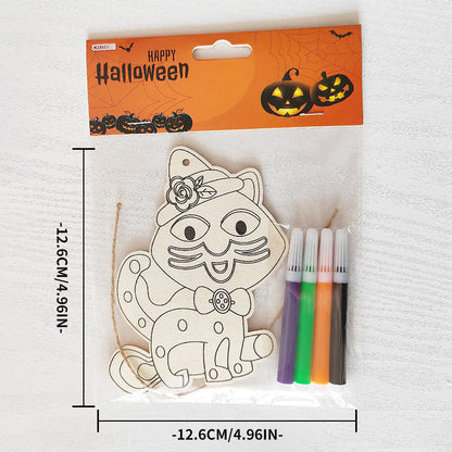 Halloween Crafts for Kids,20 Pieces Halloween Wooden Ornaments Hanging Crafts Wooden Slices for Halloween Decoration DIY Supplies