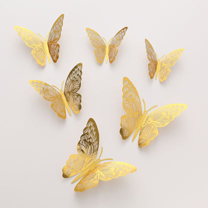 3D Realistic Butterfly Wall Stickers - Hollow-Out Decals for Living Room Decor, Holiday Party Decorations (Self-Adhesive, Cartoon Style Creative Wall Art)