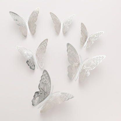 3D Realistic Butterfly Wall Stickers - Hollow-Out Decals for Living Room Decor, Holiday Party Decorations (Self-Adhesive, Cartoon Style Creative Wall Art)