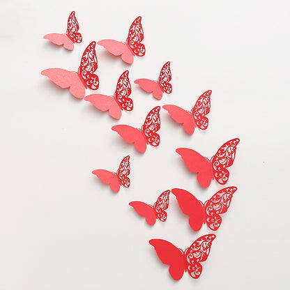 12pcs 3D Pearl-Embossed Butterfly Wall Decals - Elegant Hollow-Out Design for Wedding/Party Decor, Bedroom & Living Room Wall Art (Self-Adhesive, Reusable, Luxury Home Decor)