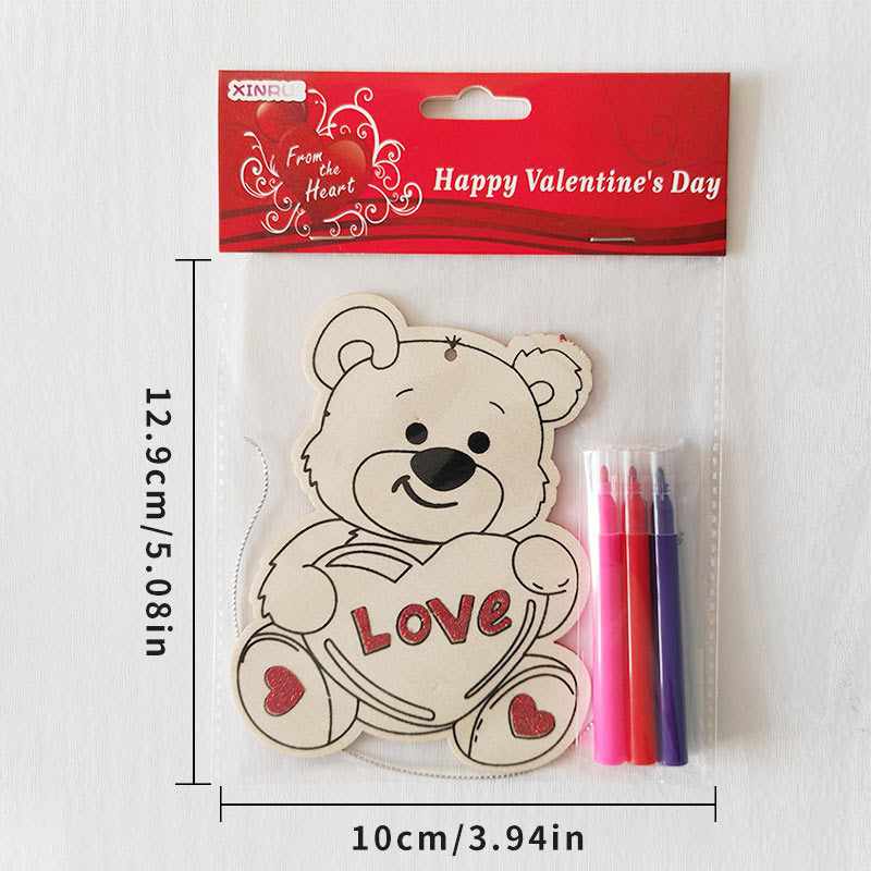 Valentine's Day Wooden Slices,36pcs Heart Cupid Unfinished Wood Cutout Slice Hanging Ornament with Jute Twine and Colored Pen for DIY Craft Supply