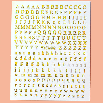 12 sheet 12-Color Fluorescent Nail Letter Stickers Set - Complete A-Z Alphabet (Upper & Lower Case) for School Nail Art Classes & Office Creativity