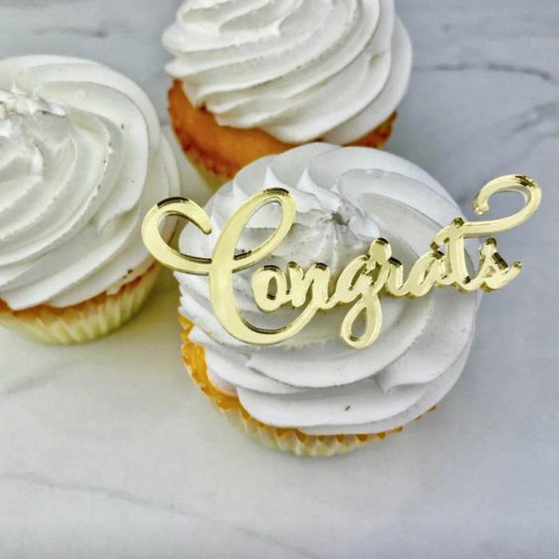 2025 Graduation Cupcake Toppers Acrylic Mirror Engraved Congratulations Graduation Cake Cupcake Decorations Graduation Ceremony Supplies