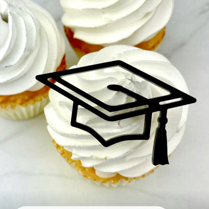 2025 Graduation Cupcake Toppers Acrylic Mirror Engraved Congratulations Graduation Cake Cupcake Decorations Graduation Ceremony Supplies
