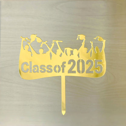 2025 Graduation Cake Topper Black Gold Acrylic Cake Topper Congrats Grad You Did It Congratulations 5 Design Table Centerpiece Sticks Grad Party Food Appetizer Picks for Cake Decor Supplies