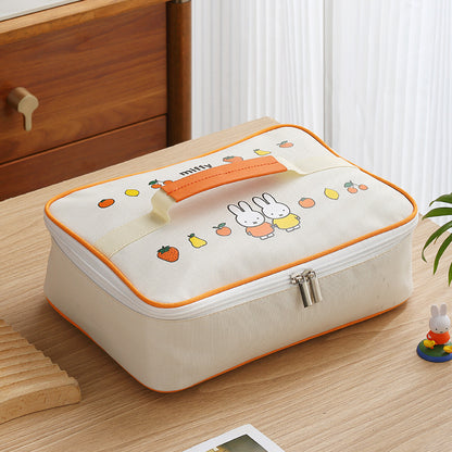 Official Miffy Lunch Box Set - 4-Compartment Microwave Safe Bento for Adults/Students (BPA-Free Plastic + Cutlery)