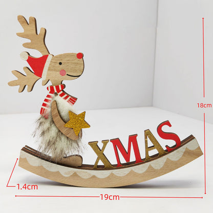 Nordic Wooden Reindeer Christmas Ornament - Handcrafted Table Centerpiece for Holiday Decor