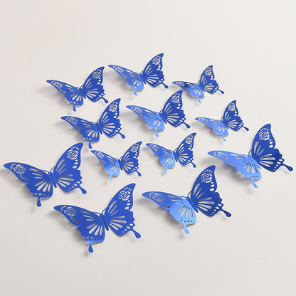 Black 3D Hollow-Out Butterfly Wall Stickers - Bulk Pack for Living Room Decor, Wedding & Holiday Party Decoration