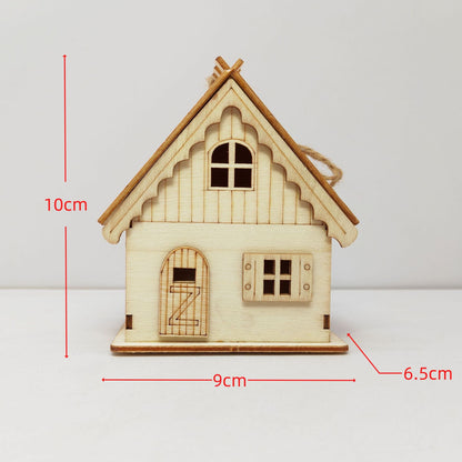Xmas Glowing House Decor Wooden Led Festival Ornament for Christmas Desktop Decoration Chic and Adorable House for Home Office and Holiday Atmosphere