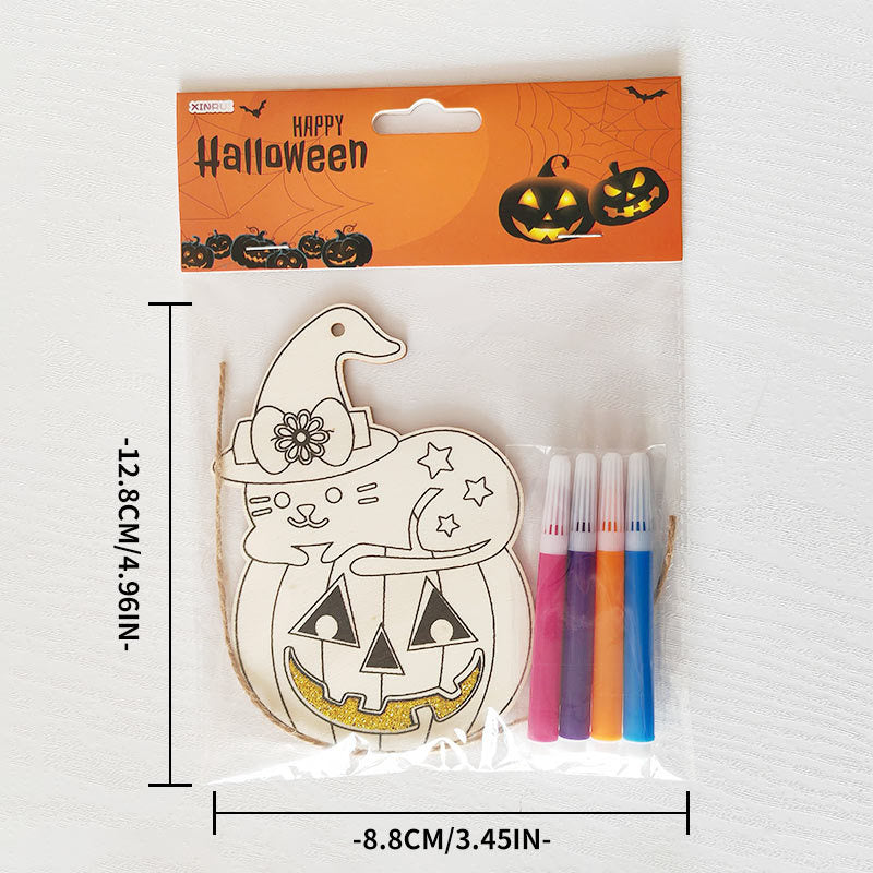 Halloween Crafts for Kids,20 Pieces Halloween Wooden Ornaments Hanging Crafts Wooden Slices for Halloween Decoration DIY Supplies