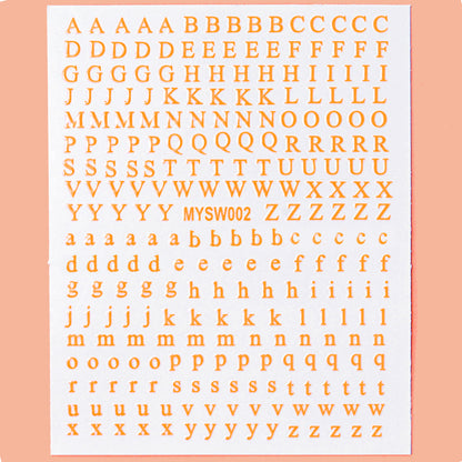 12 sheet 12-Color Fluorescent Nail Letter Stickers Set - Complete A-Z Alphabet (Upper & Lower Case) for School Nail Art Classes & Office Creativity
