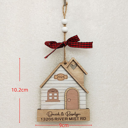 1pc Wooden Christmas Tree Ornaments - Mini House Decorations, Christmas Gift Hangers, Festive Hanging Decor, Pendant Display