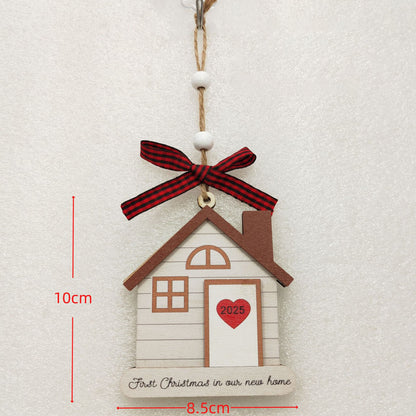1pc Wooden Christmas Tree Ornaments - Mini House Decorations, Christmas Gift Hangers, Festive Hanging Decor, Pendant Display