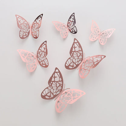 3D Realistic Butterfly Wall Stickers - Hollow-Out Decals for Living Room Decor, Holiday Party Decorations (Self-Adhesive, Cartoon Style Creative Wall Art)