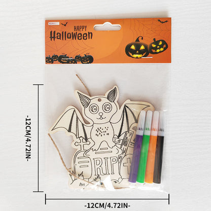 Halloween Crafts for Kids,20 Pieces Halloween Wooden Ornaments Hanging Crafts Wooden Slices for Halloween Decoration DIY Supplies