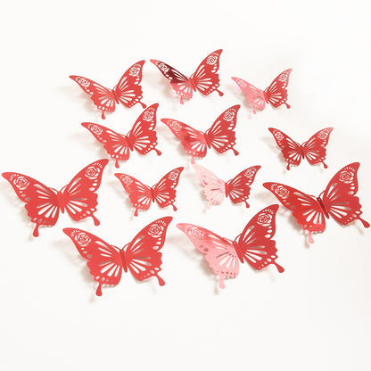 Black 3D Hollow-Out Butterfly Wall Stickers - Bulk Pack for Living Room Decor, Wedding & Holiday Party Decoration