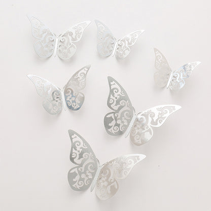 3D Realistic Butterfly Wall Stickers - Hollow-Out Decals for Living Room Decor, Holiday Party Decorations (Self-Adhesive, Cartoon Style Creative Wall Art)