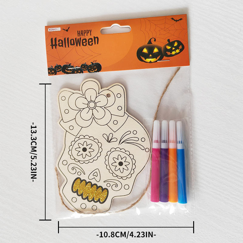 Halloween Crafts for Kids,20 Pieces Halloween Wooden Ornaments Hanging Crafts Wooden Slices for Halloween Decoration DIY Supplies
