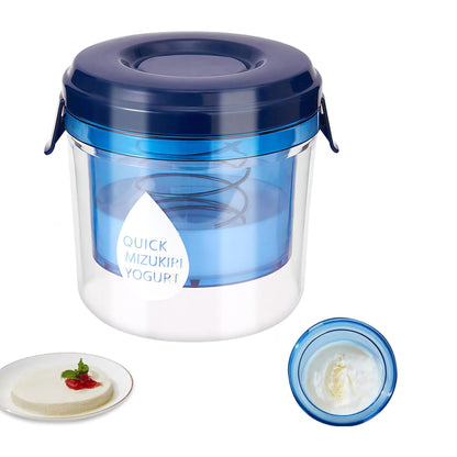 Generic Greek Yogurt Strainer with Lid.Yogurt Filter with Ultra Fine Mesh,to Makes small batches(450g) of Thick Creamy Greek or Coconut Yogurt, 5.12 5.12 5.12inch, Clear and bule
