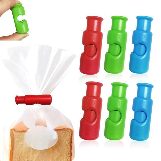 Bag Clips - Snack Bread Sealing Clip, Food Clips for Bags, Bread Clips, Squeeze and Lock Bread Bag Clips for Food Storage,Reusable Bread Clips,Easy to Use with Bread Bag Closures. (6Pcs-A)