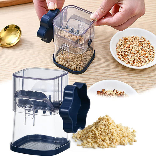 Manual Nut Grinder Portable Dried Fruit Crusher Hand Peanut Masher Walnut Chocolate Chopper With Cover Kitchen Tool Accessories (Blue)