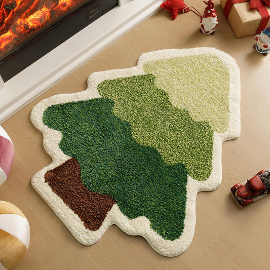 Christmas Tree Tufted Rug Light Green 60 x 90cm