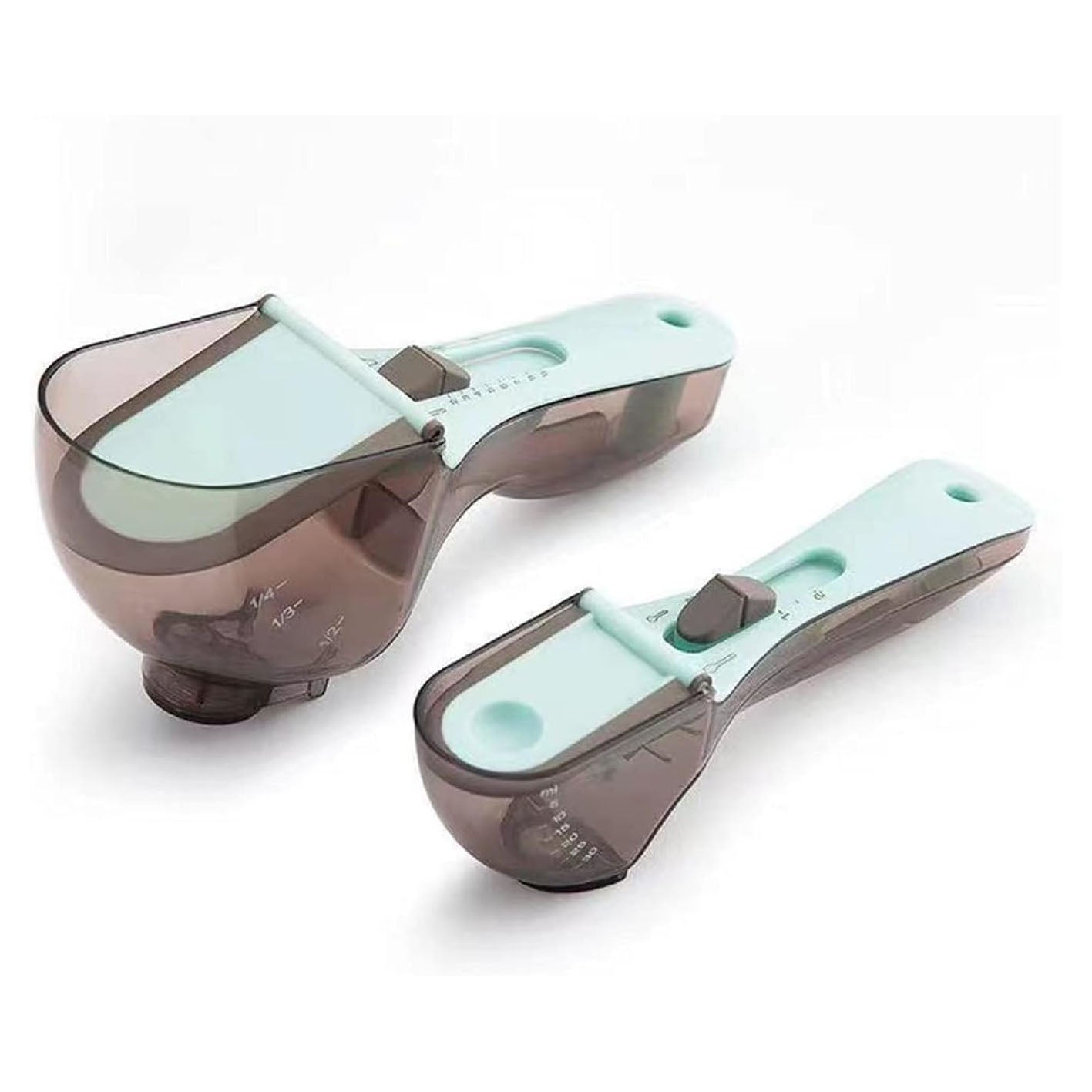 Measuring Spoons for Baking, Adjustable Measuring Cups and Spoons 2 pcs Plastic Measuring Tablespoon Teaspoon Kitchen Tools Set for Cooking, Dry or Liquid – Blue Gray