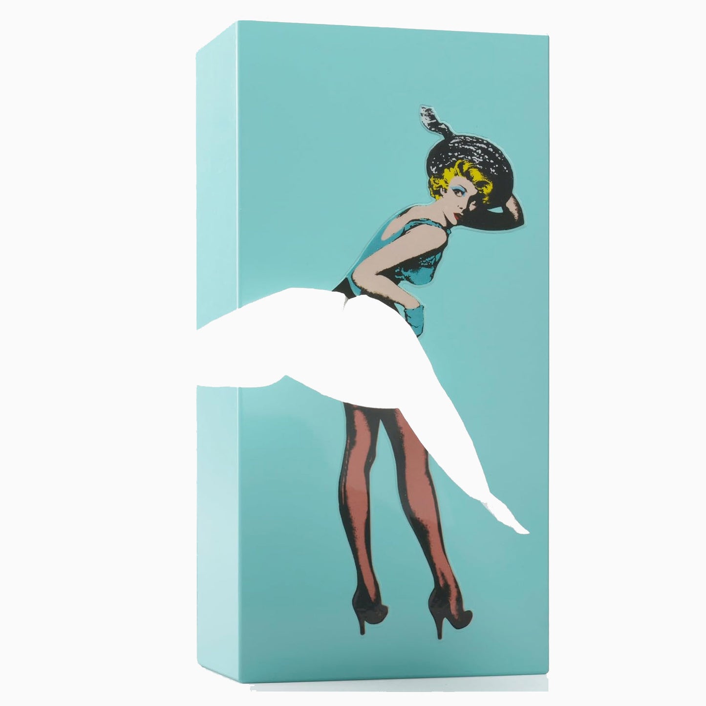 Flying Skirt® Tissue Box (The Original Skirt Tissue Holder) - Resin Embossed Pop Art Print, Metal Weighted Base, Made in Korea - Designed by Spextrum (Mint)