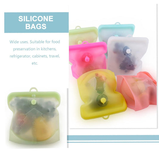 6 Pcs Silicone Storage Bag Sandwich Bags Reusable Freezer Bags Food Bags Reusable Food Bags Food Storage Bags Reusable Snack Bags for Kids Reusable Storage Bags Silicone Bags