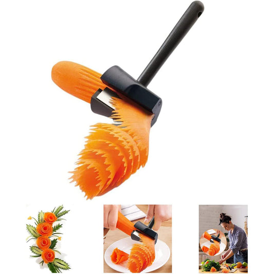Spiral Funnel Flower Roller - Carrot Curler and Peeler, Carrot Spiral Shred Slicer, Carrot Vegetable Cutter Spiral Slicer, Flower Roller Peeler Spiral Knife for Kitchen Shredded Tool (2PCS)
