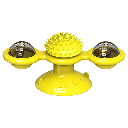 Interactive Toys for Cats, Play Cat Toy Pet Cats Puzzle Training Turntable Windmill Ball Teaser Whirling Interactive Toy for Indoor Cat and Kitten Exercise - Random Color