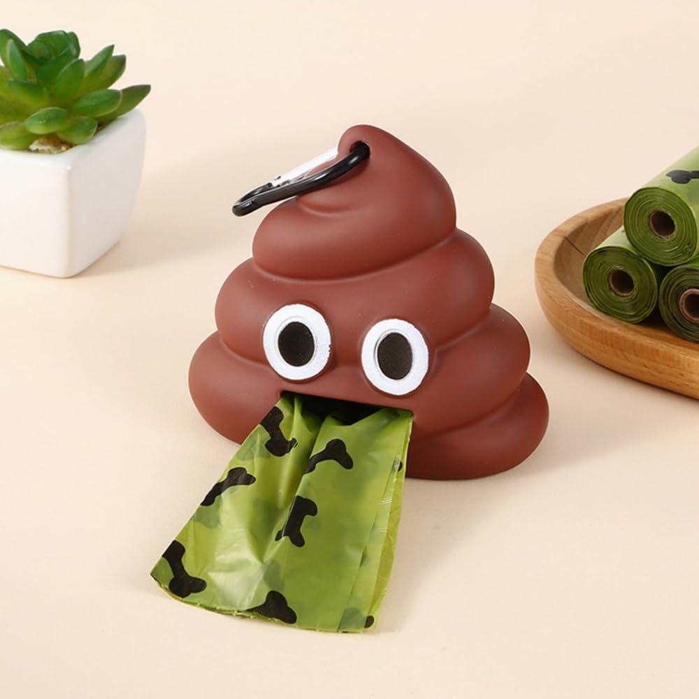 Funny Dog Poop Bag Holder for Leash Sturdy Dog Poop Bag Dispenser for Dog Waste Bags Includes 1 Roll 15 Bags