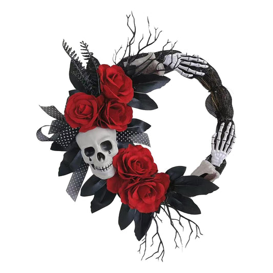 Halloween Skeleton Red Flower Ghost Hands Decorate Garland Ghost Festival Atmosphere Decorate Venue Props Rattan Circle (#1)