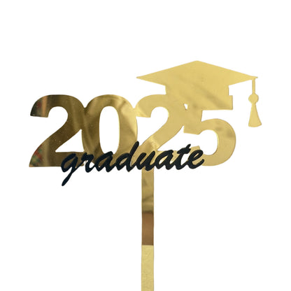 Graduation Cupcake Toppers 2025 Gold, Glitter Class of 2025 Cupcake Toppers Party Decor,2025 Congrats Grad Cap Cupcake Picks Toppers Graduation Party Decorations Supplies Gold and Black