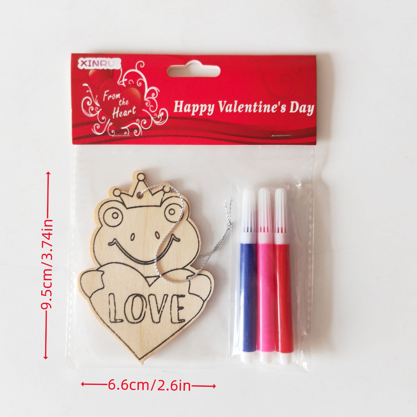 Valentine's Day Wooden Slices,36pcs Heart Cupid Unfinished Wood Cutout Slice Hanging Ornament with Jute Twine and Colored Pen for DIY Craft Supply