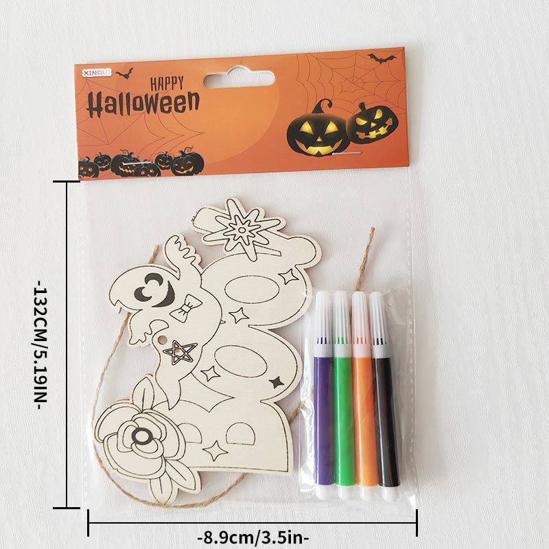 Halloween Crafts for Kids,20 Pieces Halloween Wooden Ornaments Hanging Crafts Wooden Slices for Halloween Decoration DIY Supplies
