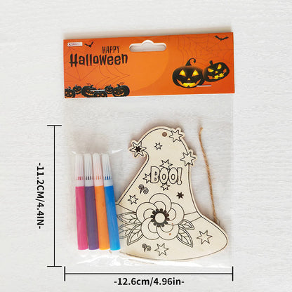 Halloween Crafts for Kids,20 Pieces Halloween Wooden Ornaments Hanging Crafts Wooden Slices for Halloween Decoration DIY Supplies
