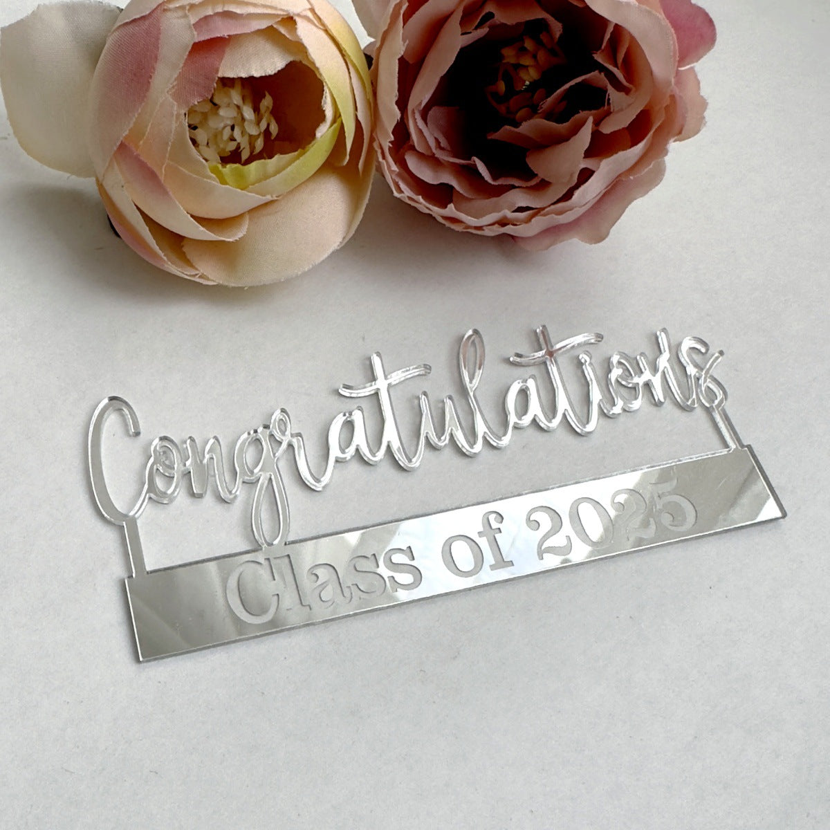 2025 Graduation Cupcake Toppers Acrylic Mirror Engraved Congratulations Graduation Cake Cupcake Decorations Graduation Ceremony Supplies