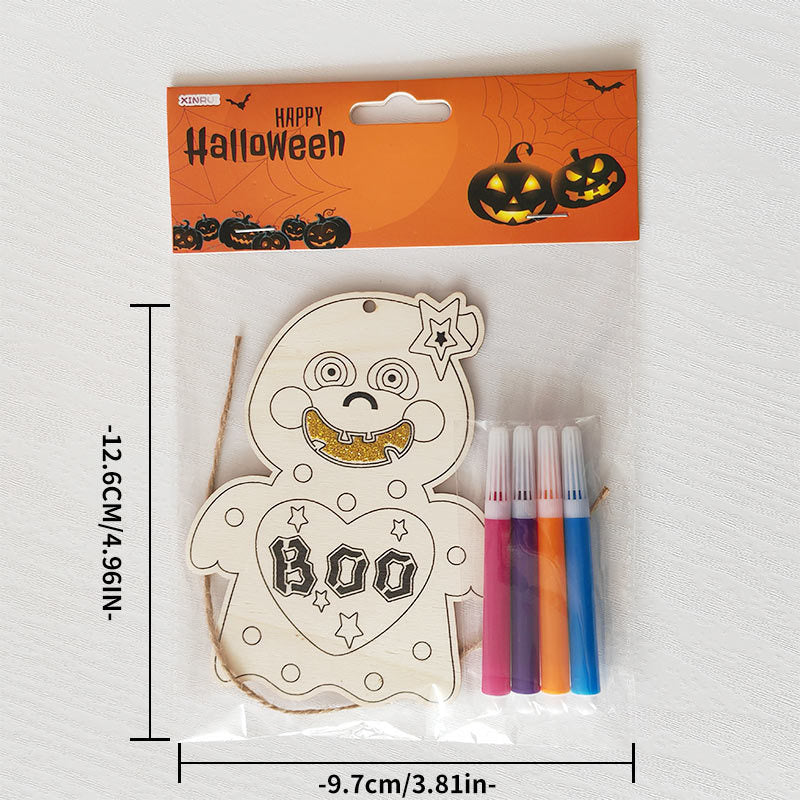 Halloween Crafts for Kids,20 Pieces Halloween Wooden Ornaments Hanging Crafts Wooden Slices for Halloween Decoration DIY Supplies