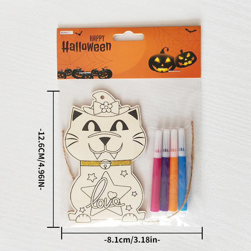 Halloween Crafts for Kids,20 Pieces Halloween Wooden Ornaments Hanging Crafts Wooden Slices for Halloween Decoration DIY Supplies
