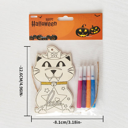 Halloween Crafts for Kids,20 Pieces Halloween Wooden Ornaments Hanging Crafts Wooden Slices for Halloween Decoration DIY Supplies