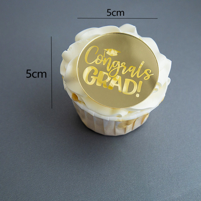 2025 Graduation Cupcake Toppers Acrylic Mirror Engraved Congratulations Graduation Cake Cupcake Decorations Graduation Ceremony Supplies