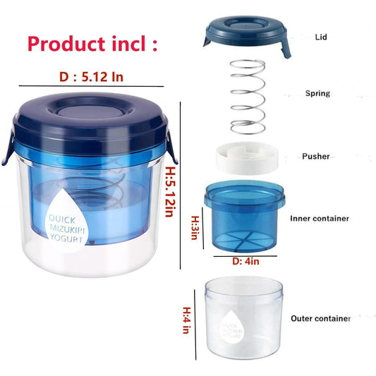 Generic Greek Yogurt Strainer with Lid.Yogurt Filter with Ultra Fine Mesh,to Makes small batches(450g) of Thick Creamy Greek or Coconut Yogurt, 5.12 5.12 5.12inch, Clear and bule